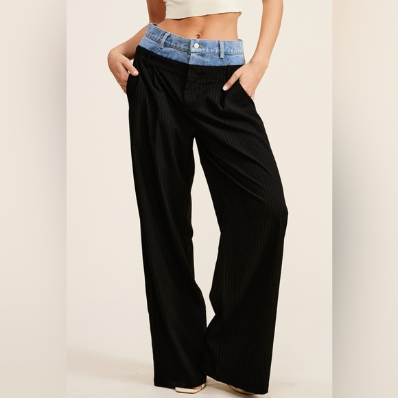Denim Waistband Trousers in Black. New with Tags - Picture 3 of 7